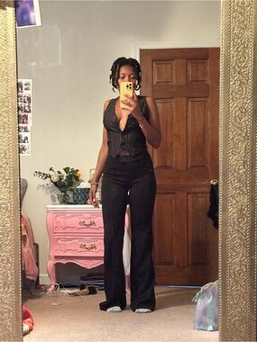 Black High waisted Wide-Leg Women's Pants